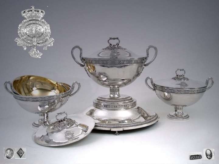 Royal Silver Ensemble: Two French Tureens and a German Tureen with Stand. Property of Ernst August I, King of Hanover